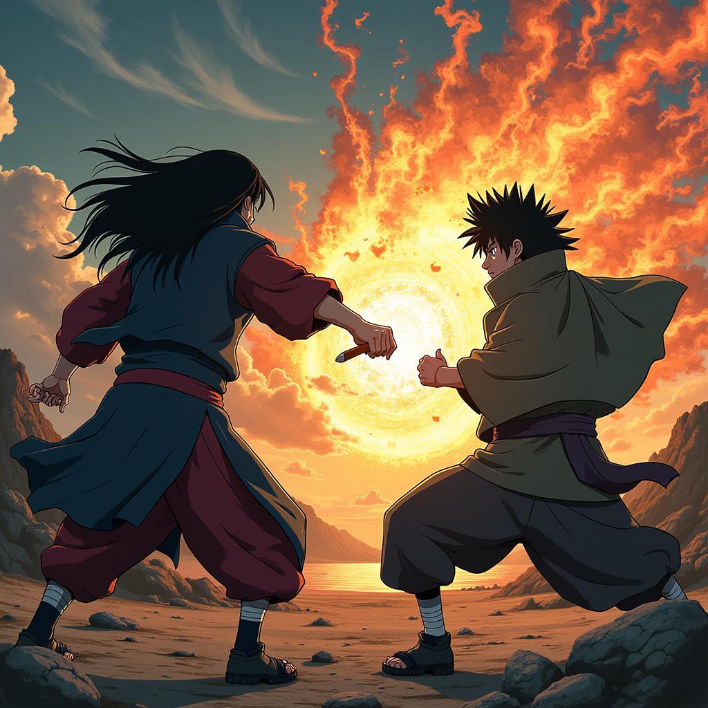 Madara và Hashirama đối mặt trong trận chiến cuối cùng tại Thung lũng Tận cùng.