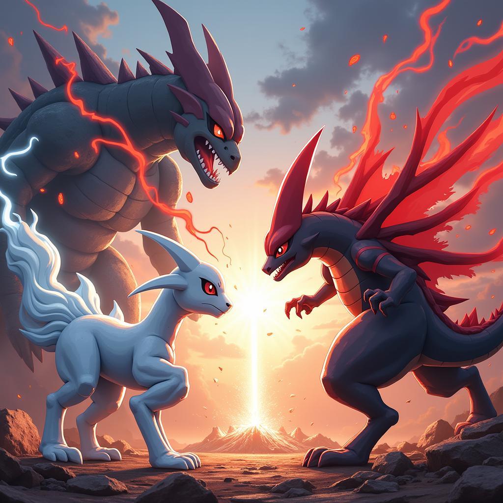 Mega Mewtwo Y đối đầu với Primal Groudon