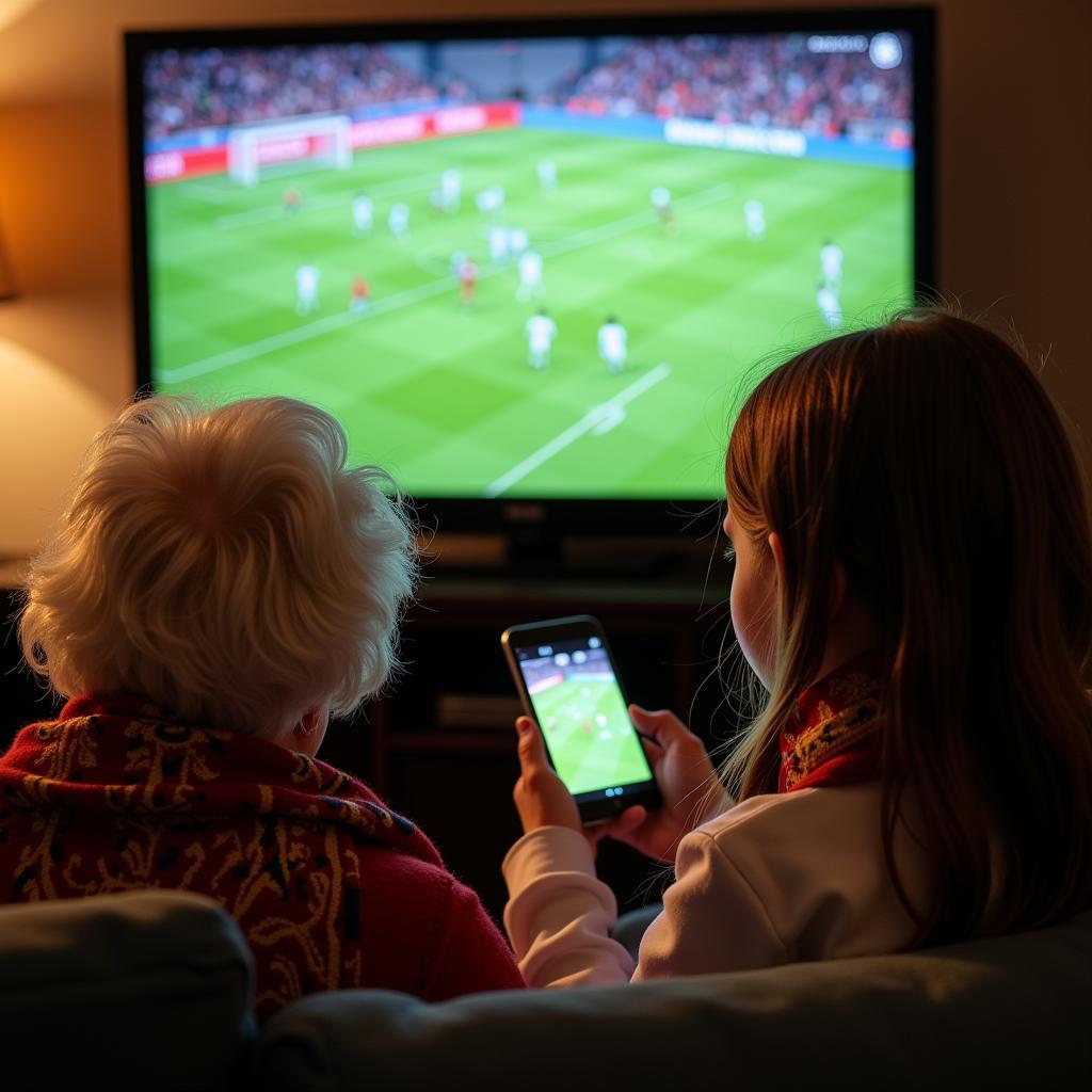 My Mom and My Granny Watching Football