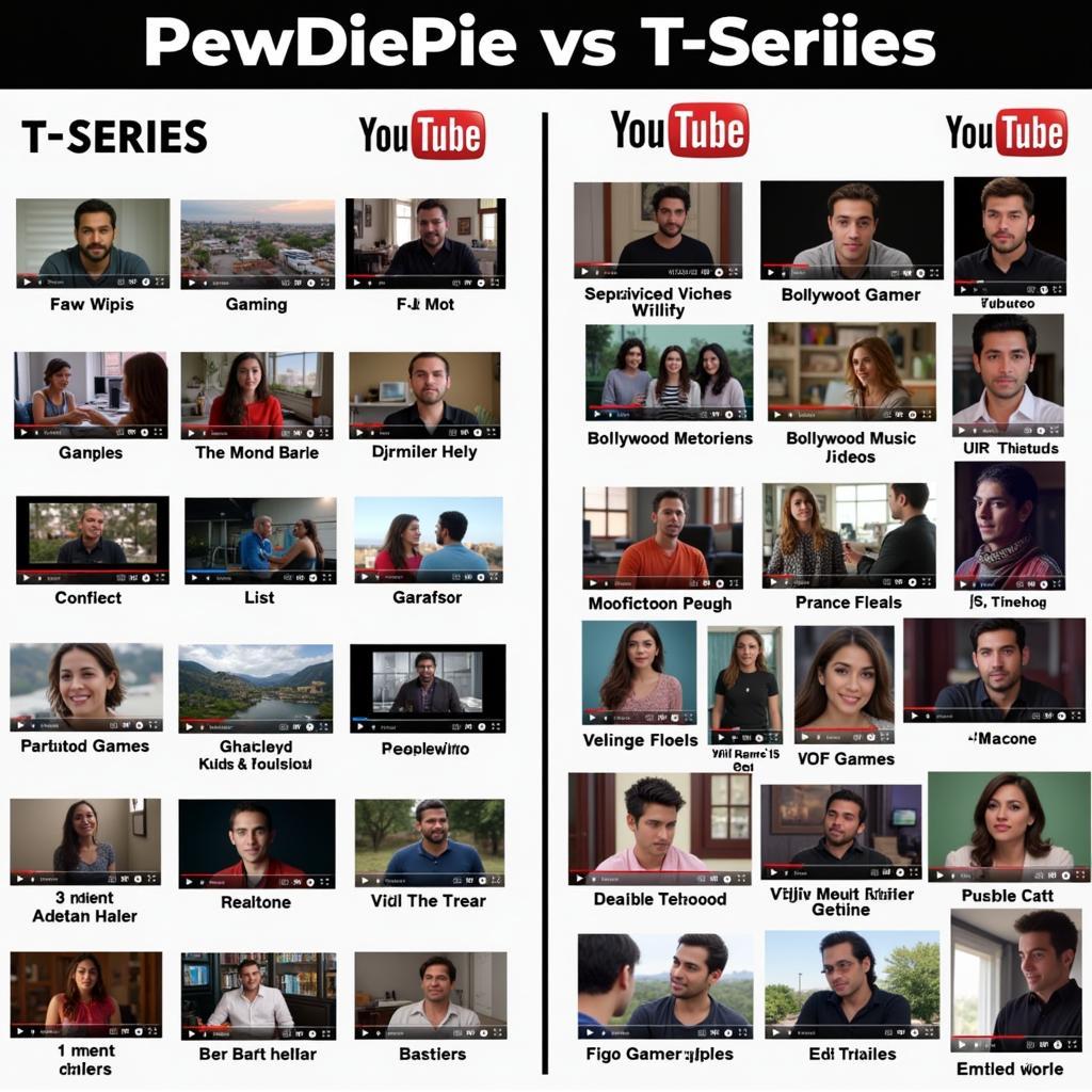 So sánh nội dung PewDiePie và T-Series