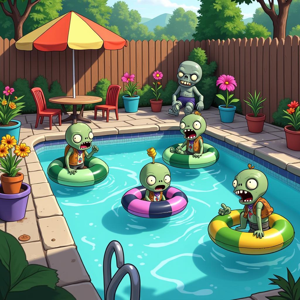 Hình ảnh Zombie trong bể bơi trong Plants vs. Zombies