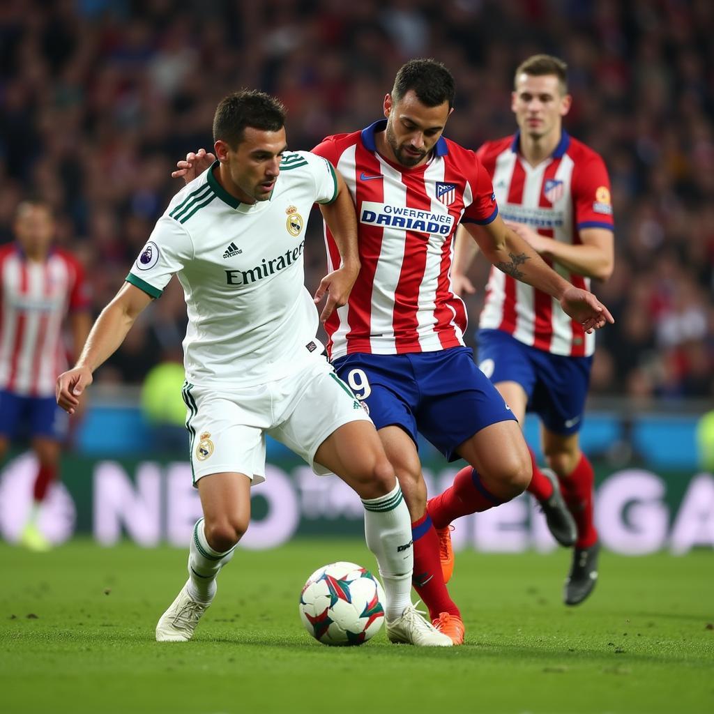 Hình ảnh đối đầu kinh điển giữa Real Madrid và Atletico Madrid