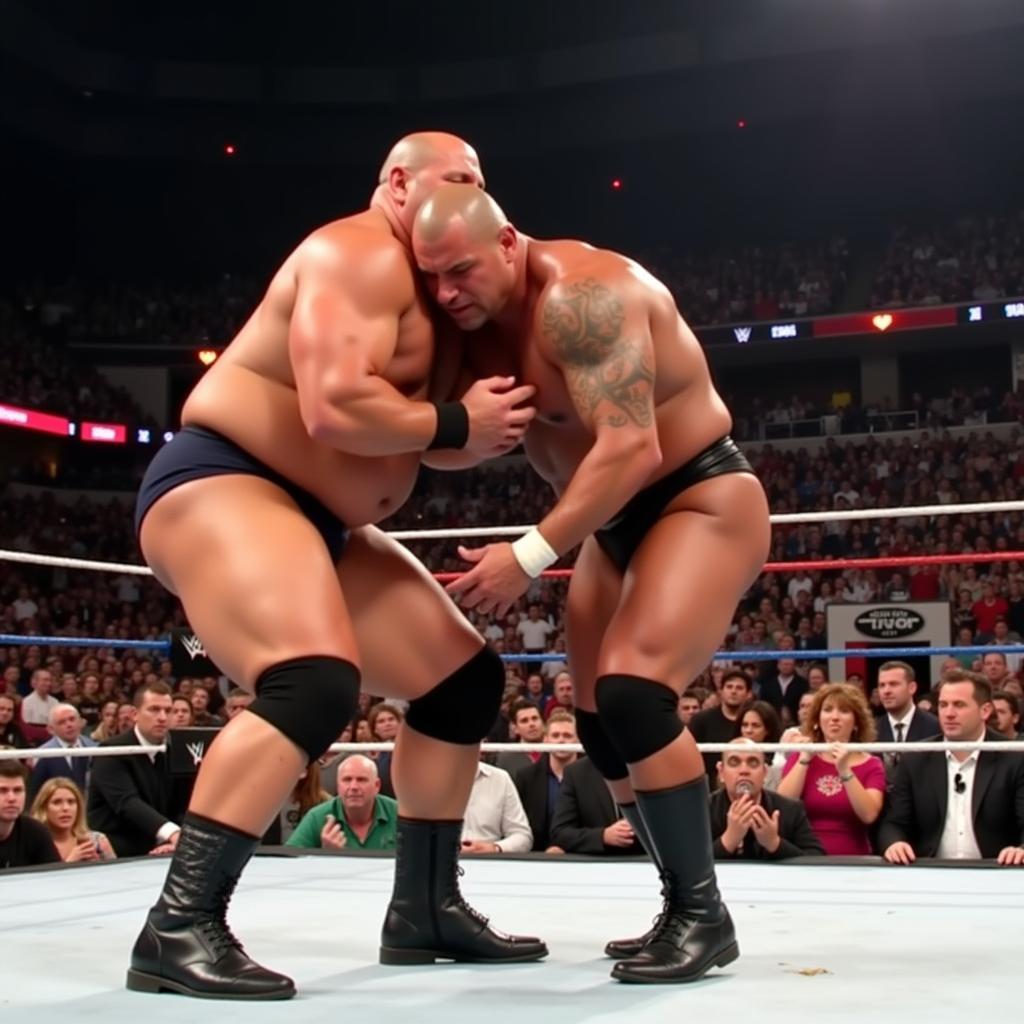 Rikishi thực hiện Stinkface lên The Rock