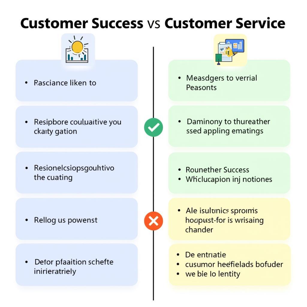 Hình ảnh so sánh giữa customer success và customer service