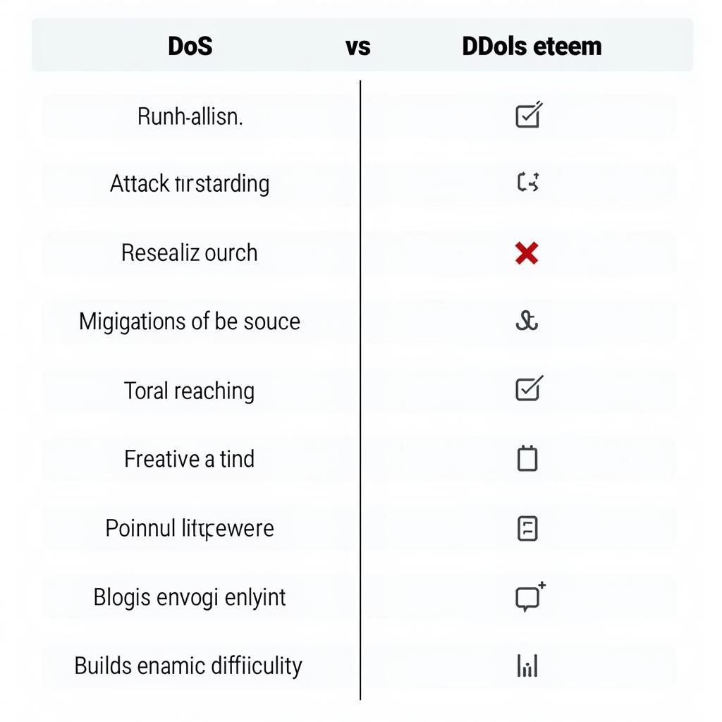 Bảng so sánh DoS và DDoS