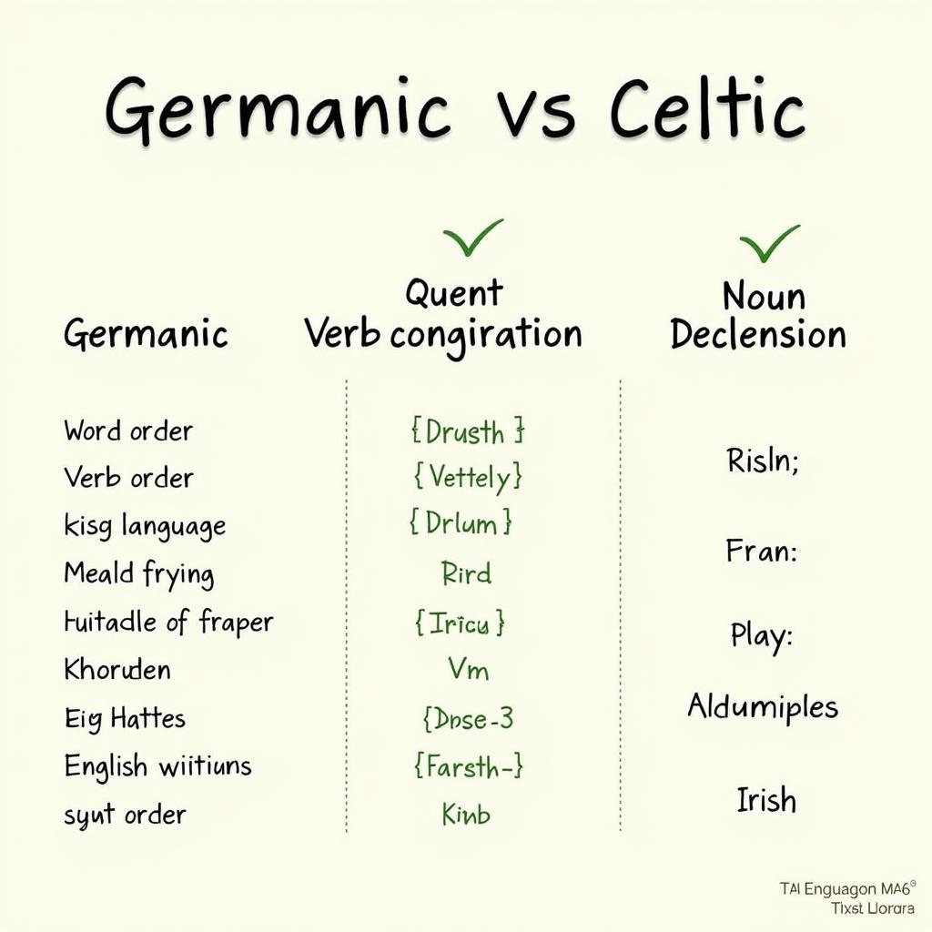 So sánh Ngữ pháp Germanic và Celtic