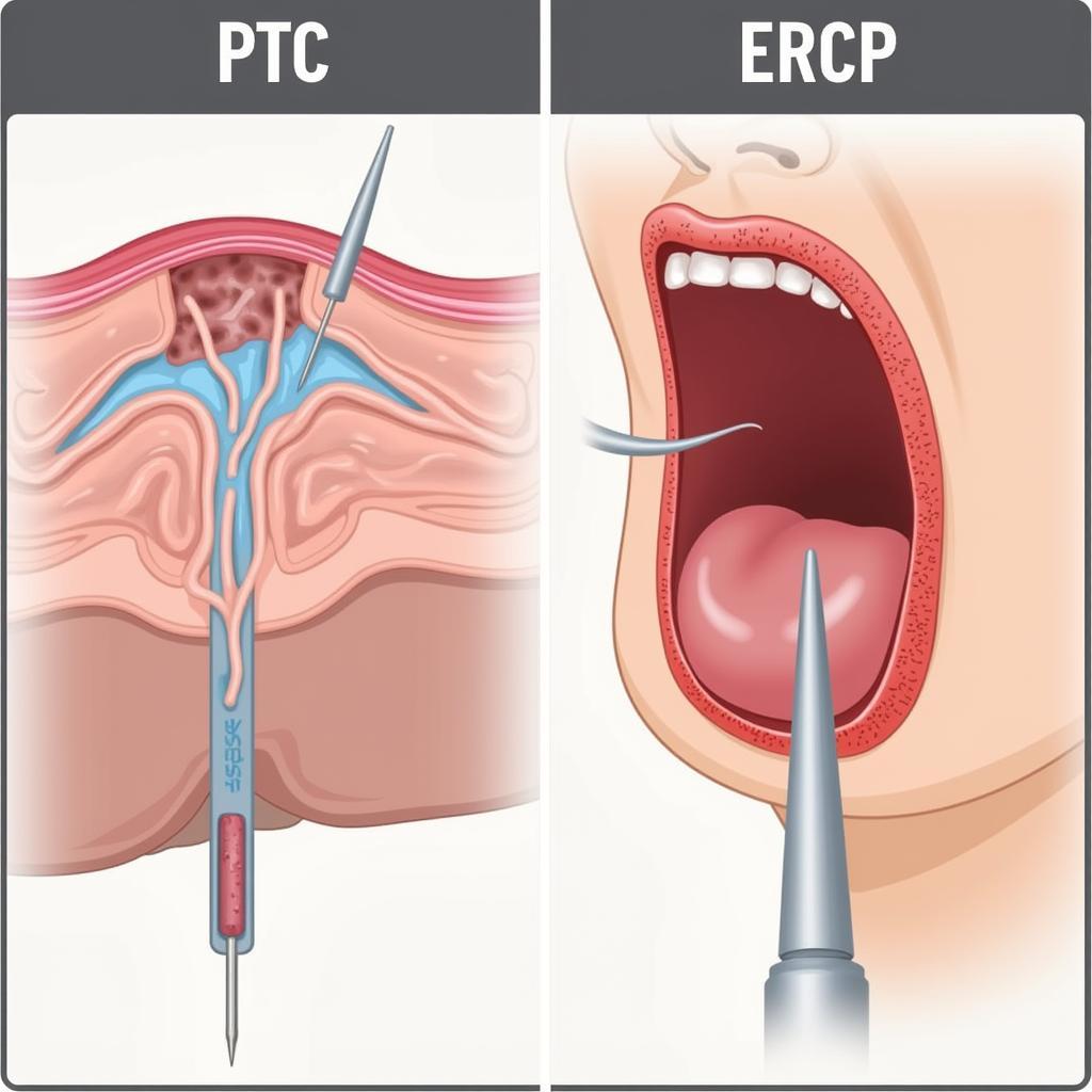 So sánh PTC và ERCP: Minh họa quy trình thực hiện