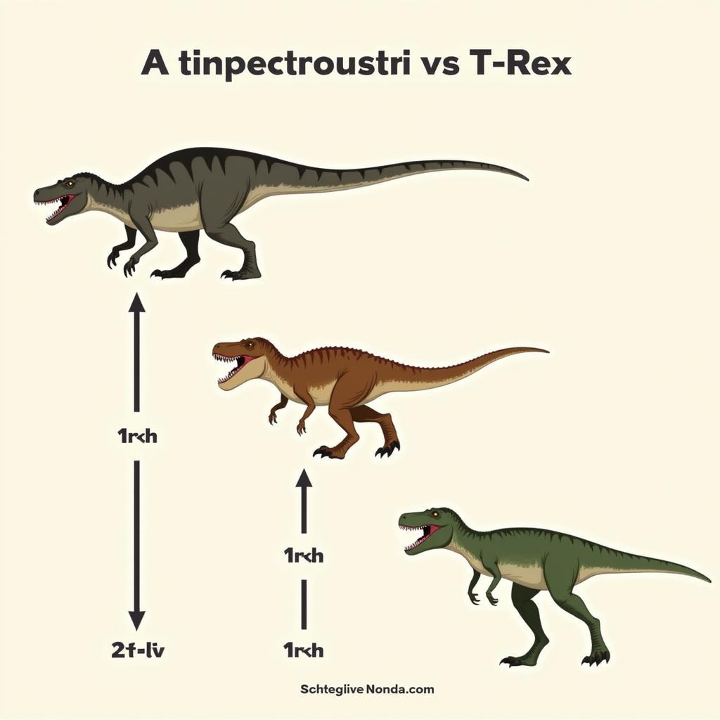 So sánh kích thước Titanosaurus và T Rex