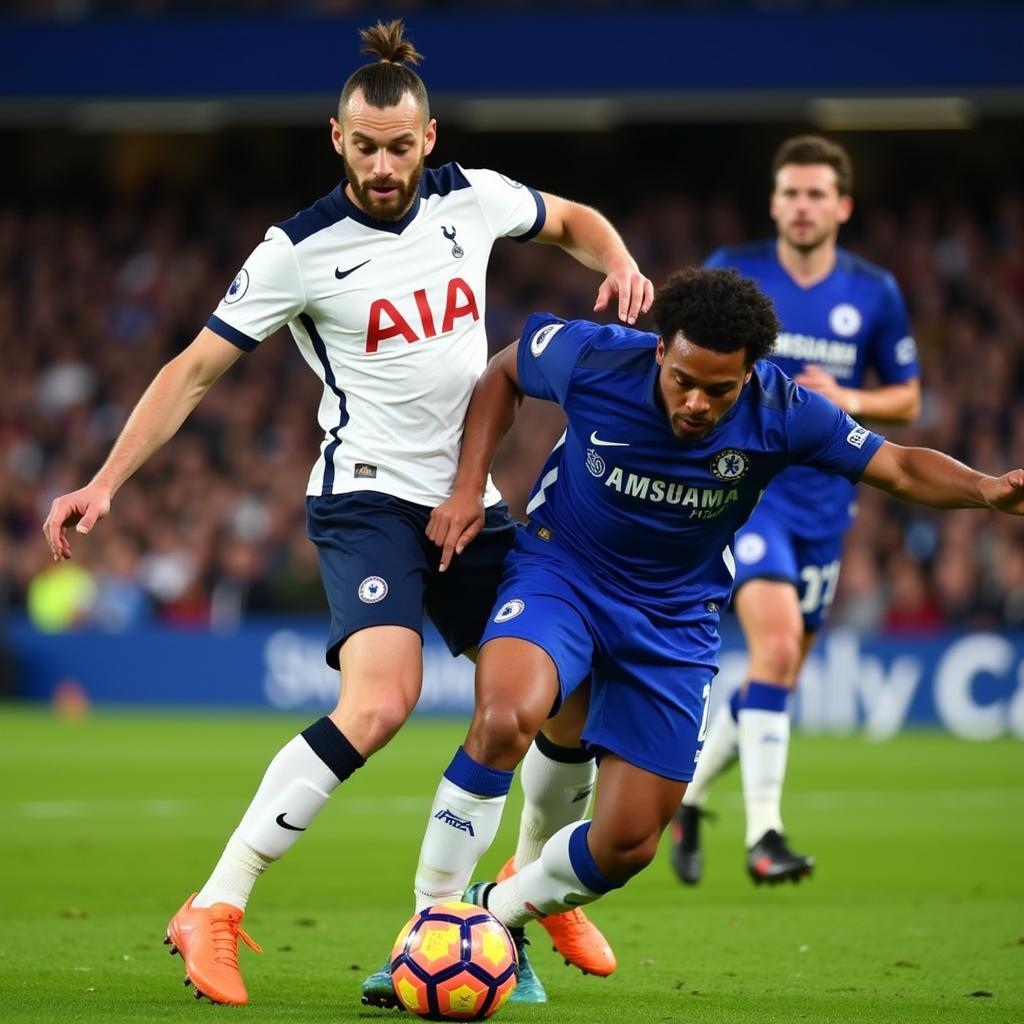 Trực tiếp bóng đá Tottenham vs Chelsea: Cầu thủ tranh bóng quyết liệt