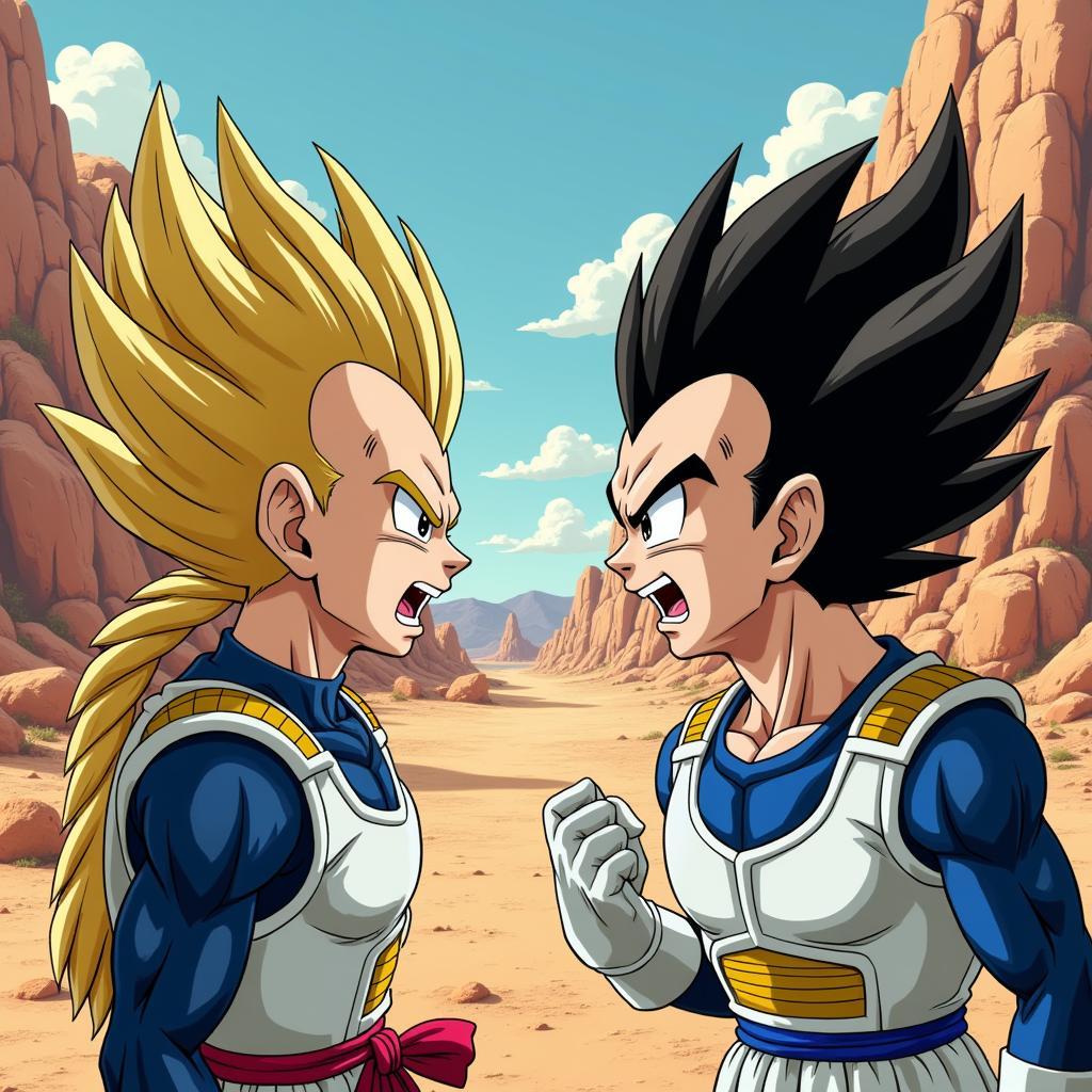 Vegeta đối đầu với Majin Vegeta: Cuộc đối đầu nội tâm đầy kịch tính và đau đớn