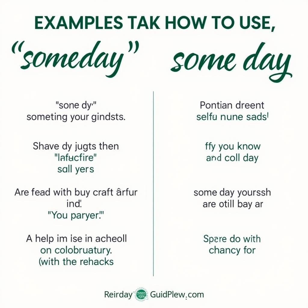 Ví dụ về someday và some day