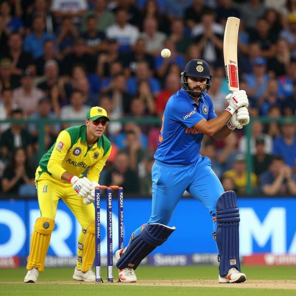 Virat Kohli thực hiện cú đánh sáu ngoạn mục trong trận Ind vs Aus ODI