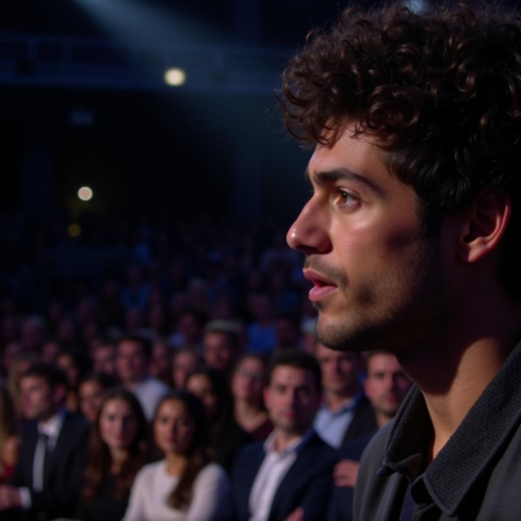 Contestant in the spotlight during the opening sequence