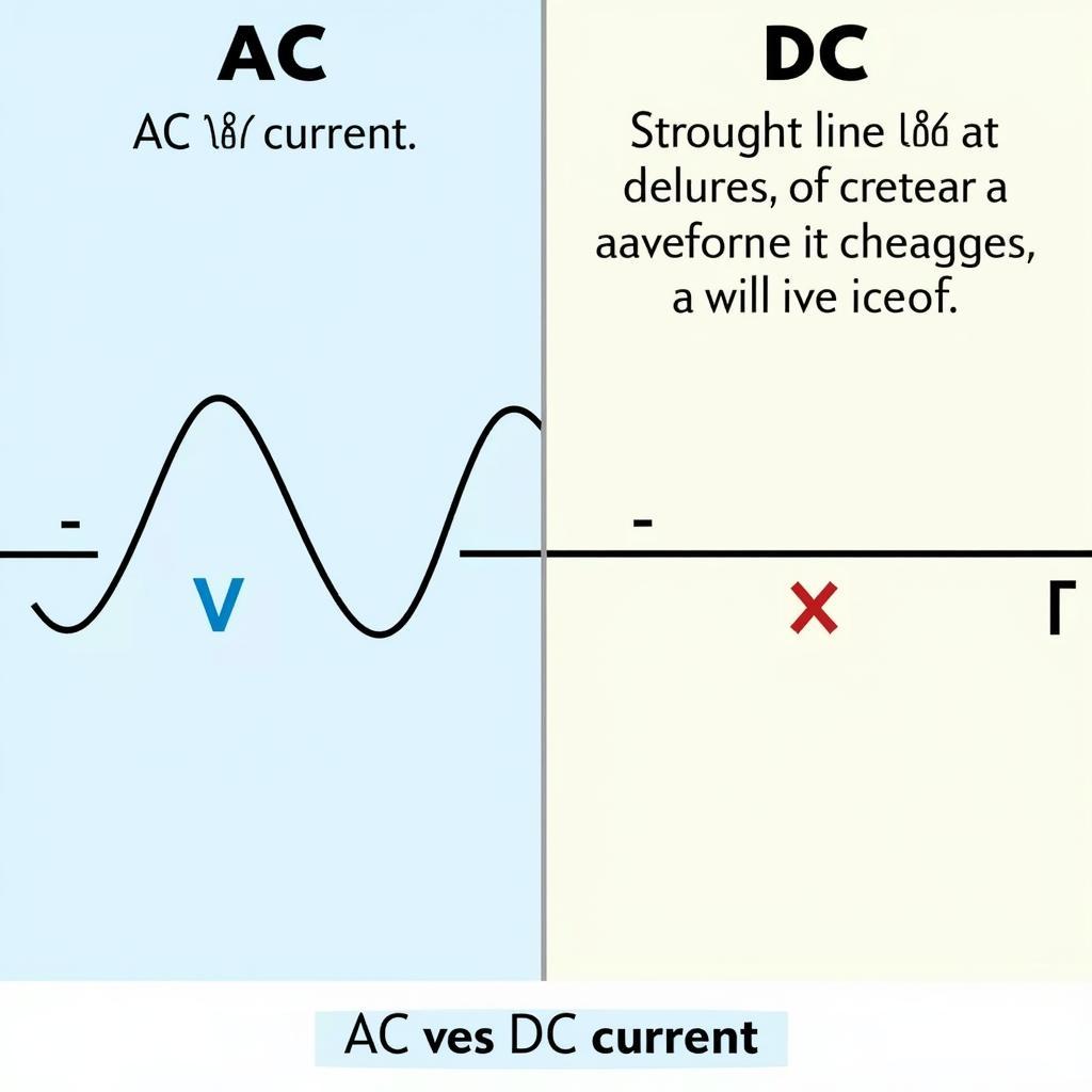 So sánh AC và DC: Biểu đồ minh họa sự khác biệt về dòng điện xoay chiều và dòng điện một chiều