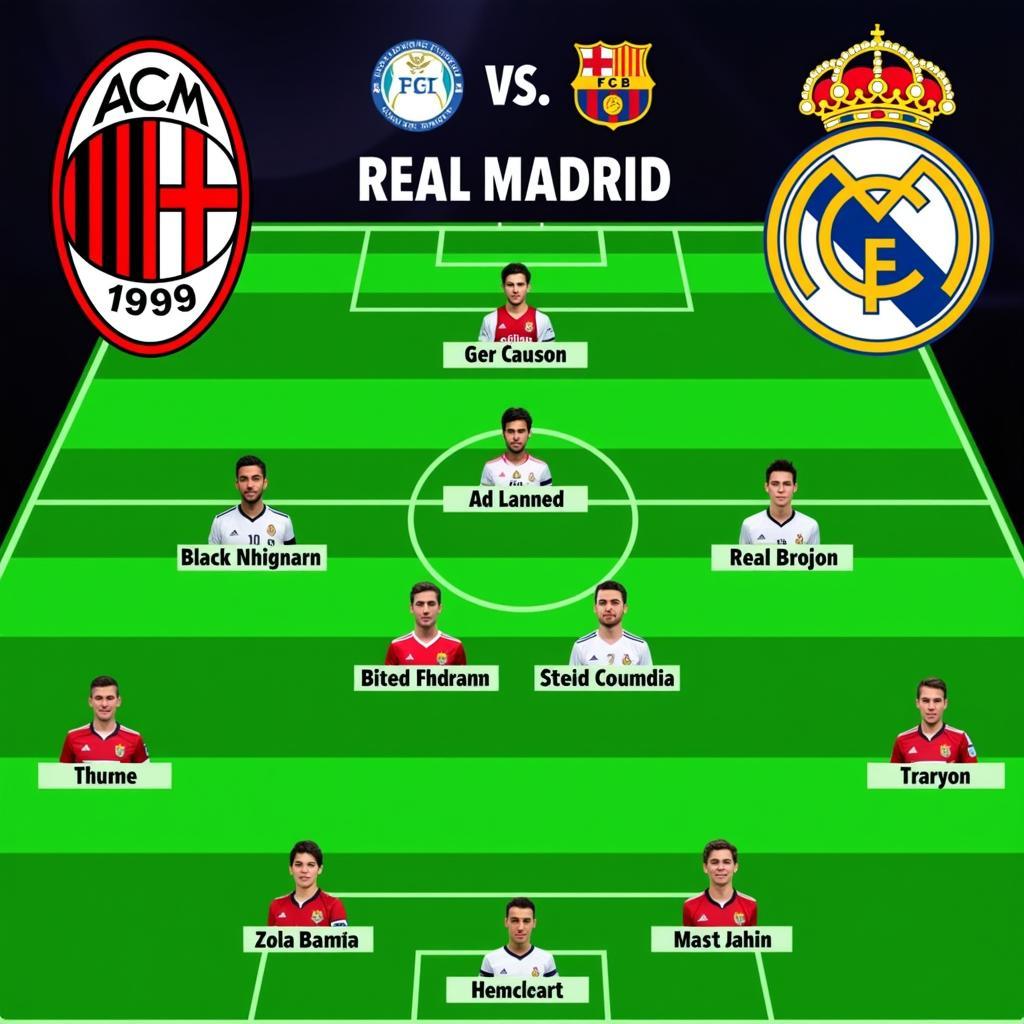 AC Milan vs Real Madrid 2010 đội hình ra sân