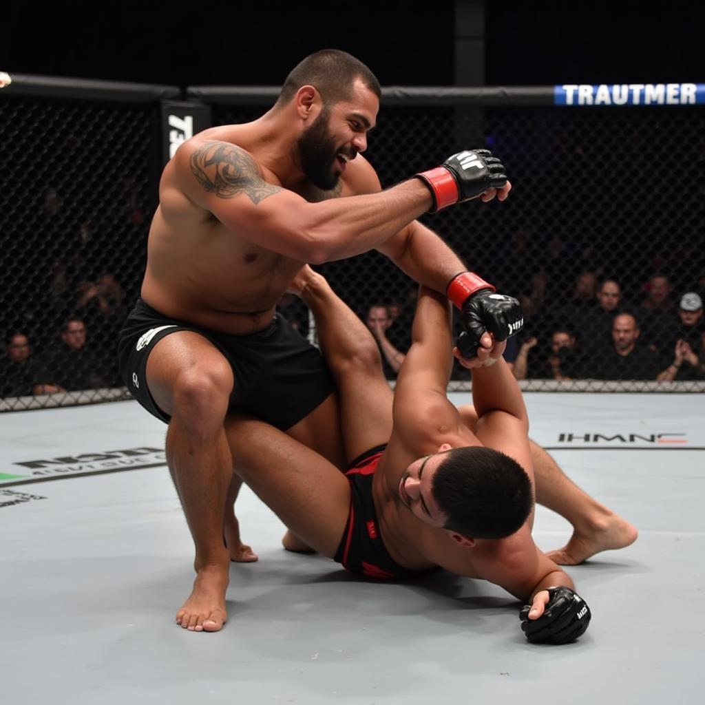 Curtis Blaydes thể hiện kỹ năng vật đối thủ xuống sàn đấu UFC