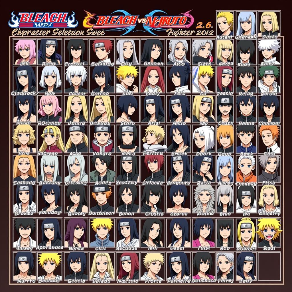 Bleach vs Naruto 2.6 Character Selection Screen