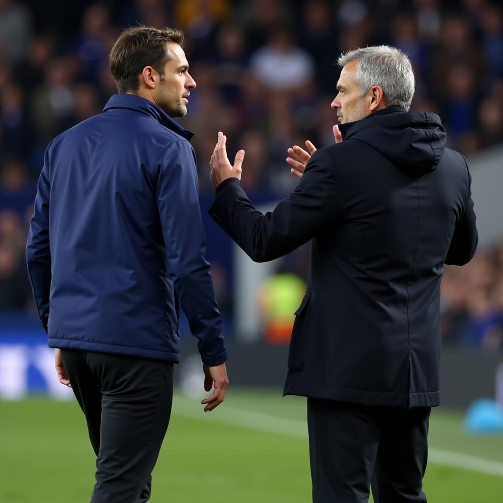 HLV Thomas Tuchel của Chelsea và HLV Jose Mourinho của Tottenham trong trận đấu năm 2021