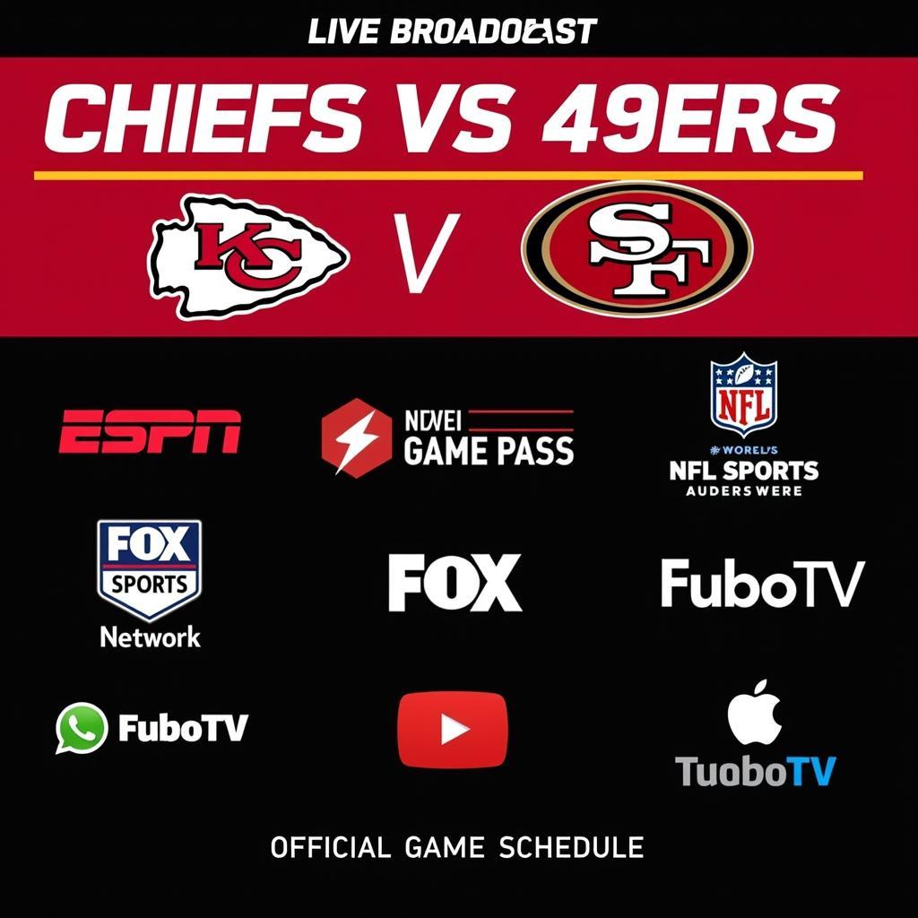 Trận đấu Chiefs vs 49ers được phát sóng trực tiếp