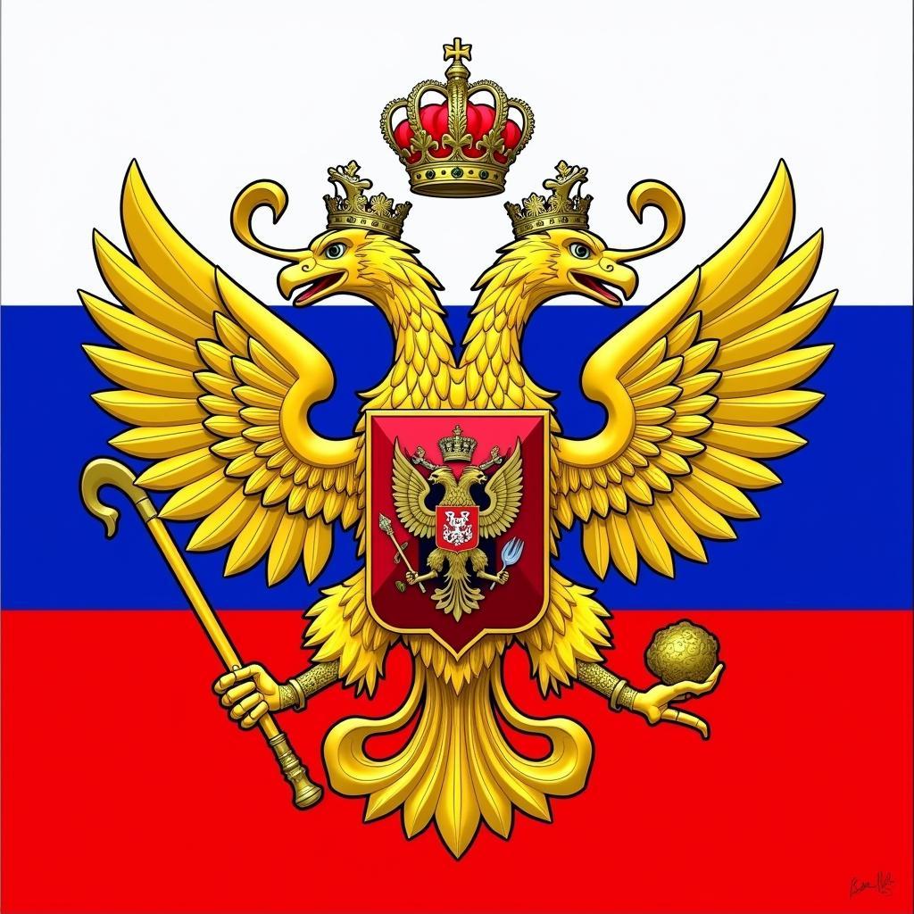 Russian Flag with Double-Headed Eagle