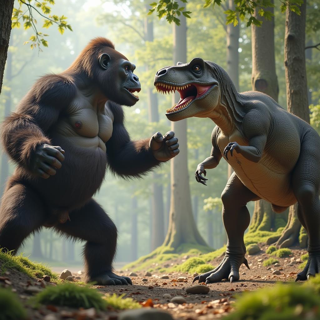 Gorilla đối đầu với T-Rex