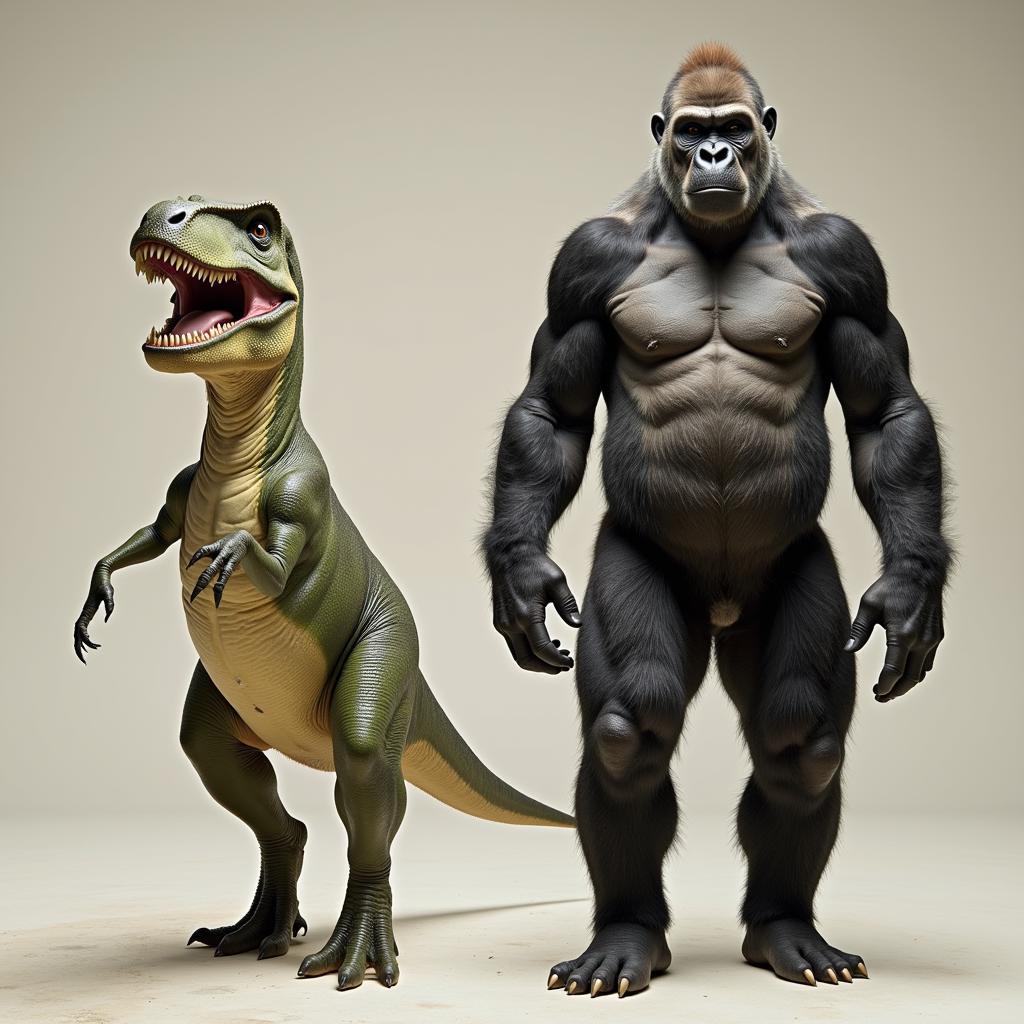 So sánh kích thước Gorilla và T-Rex