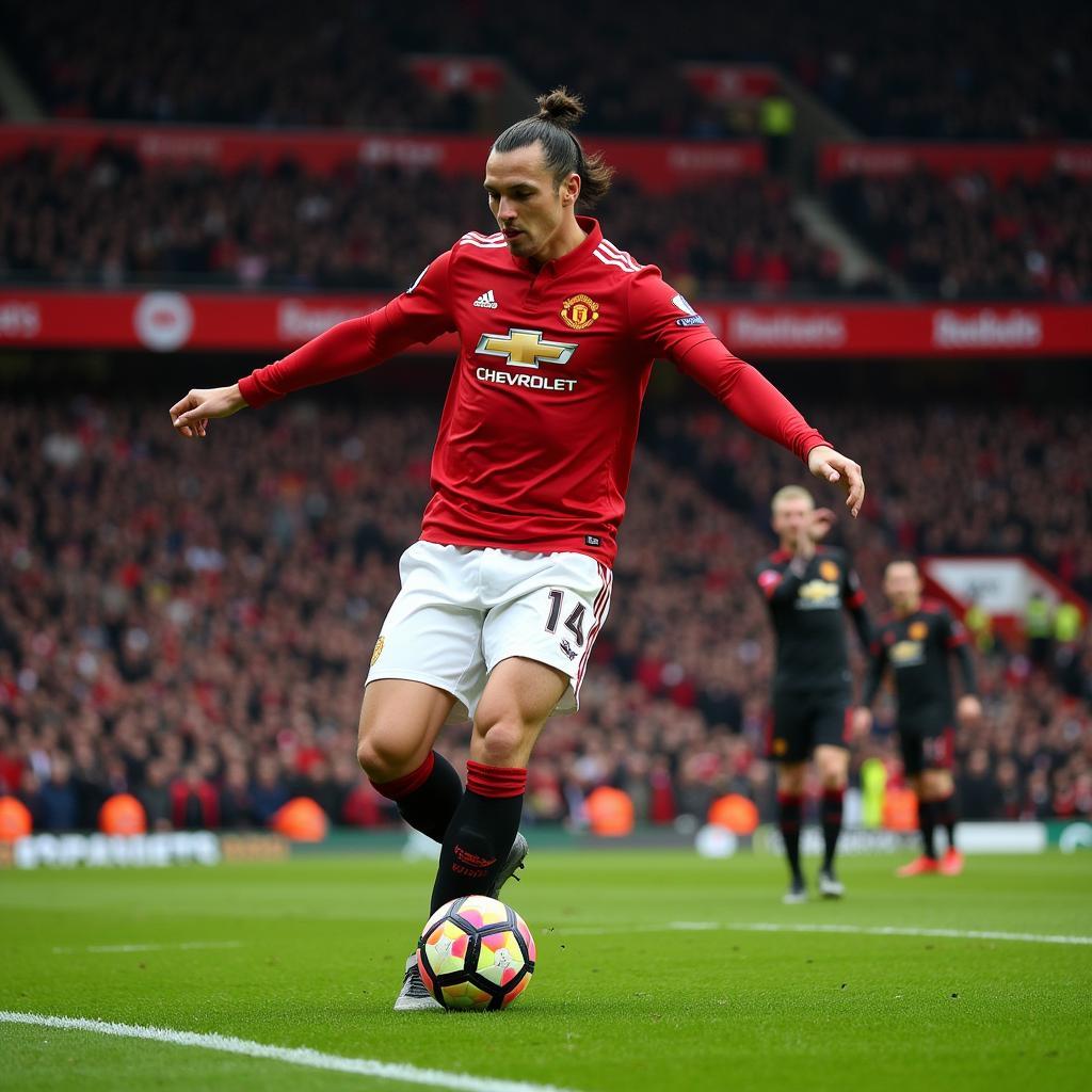 Ibrahimovic trong màu áo Manchester United ghi bàn thắng đẹp mắt.