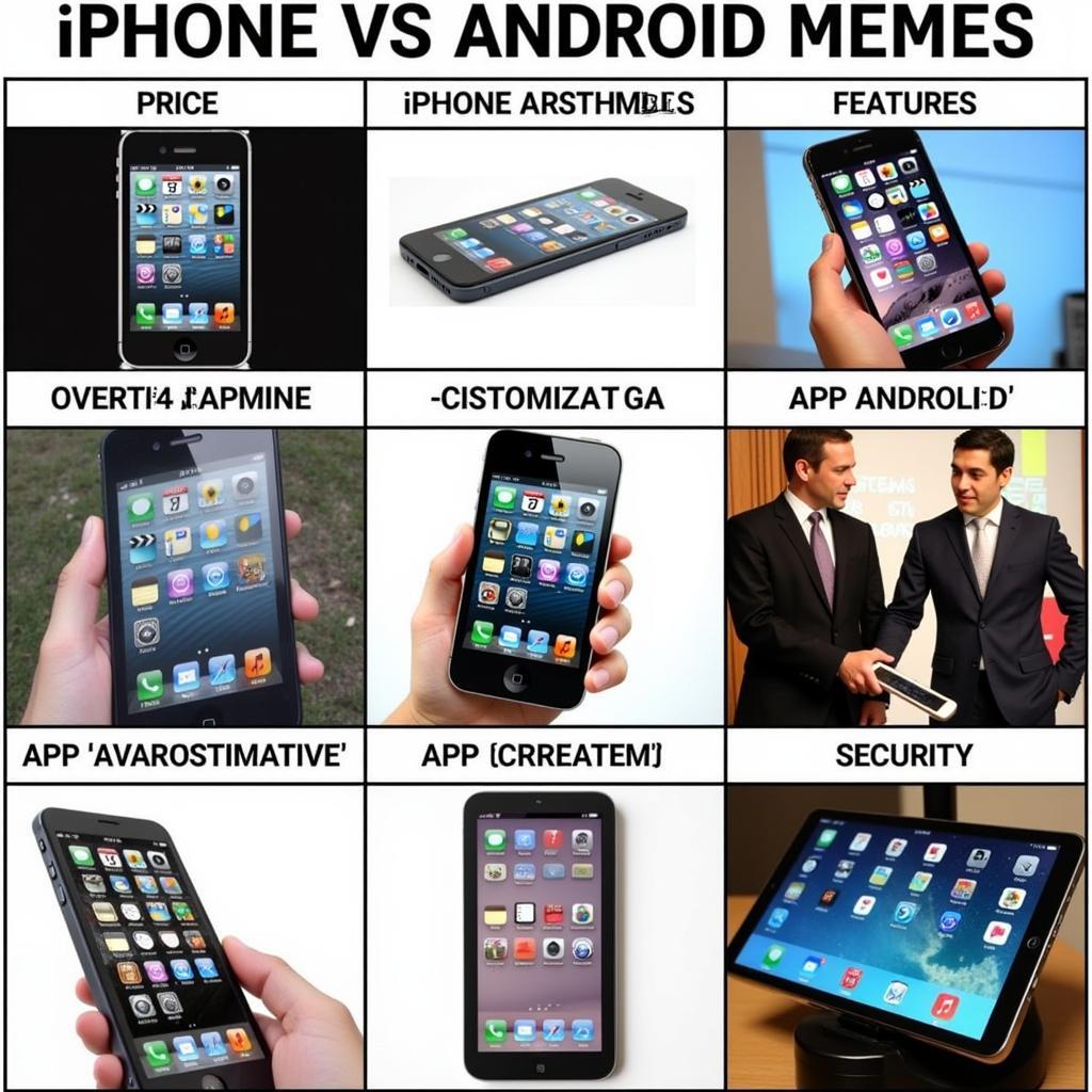 Chủ đề phổ biến trong iPhone vs Android meme