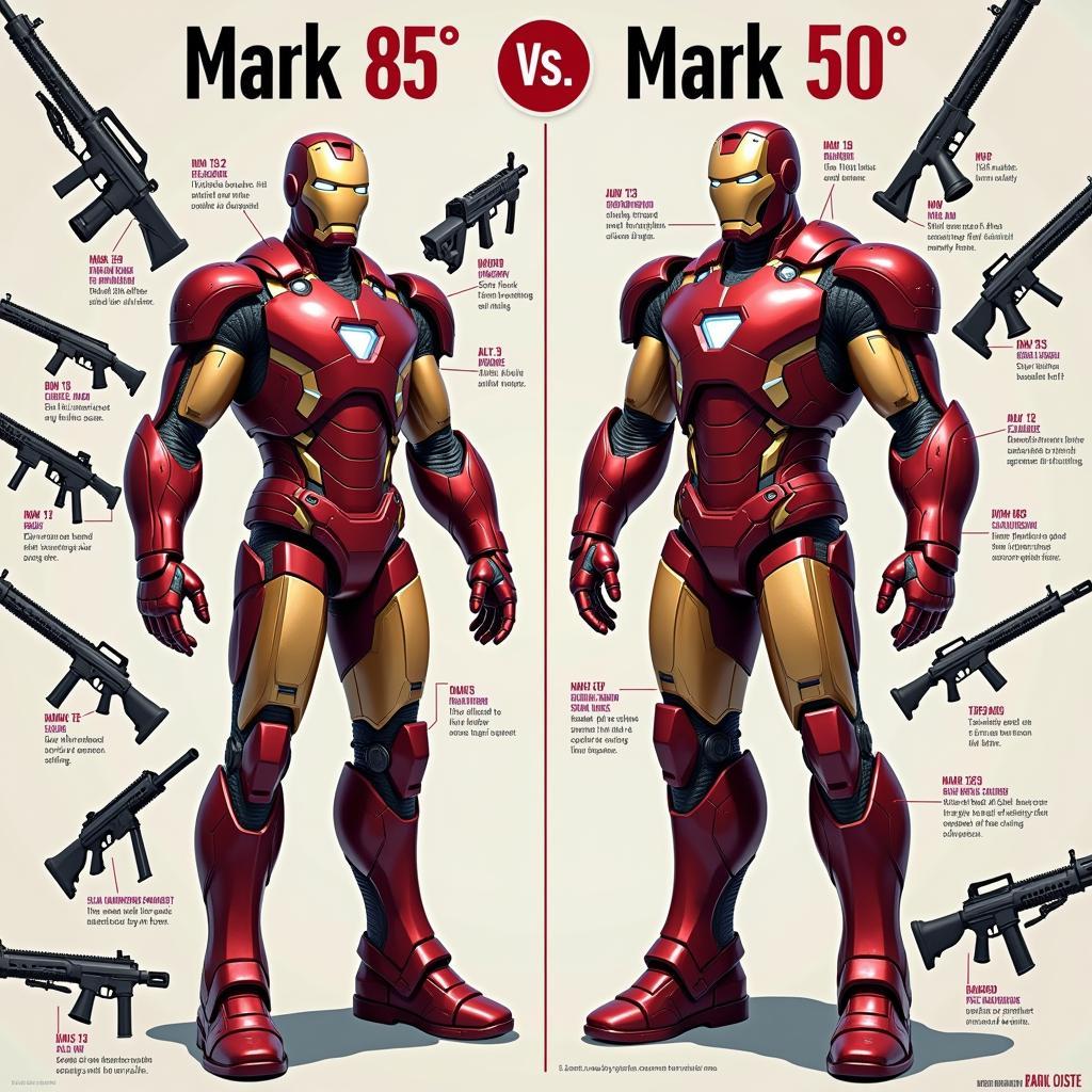 So sánh sức mạnh vũ khí giữa Iron Man Mark 85 và Mark 50