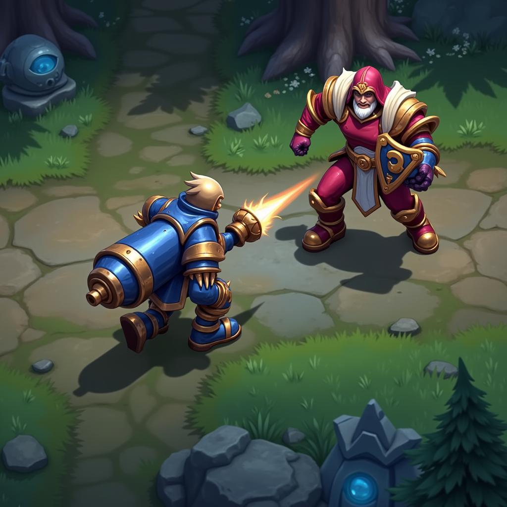 Jayce tấn công Garen đường trên