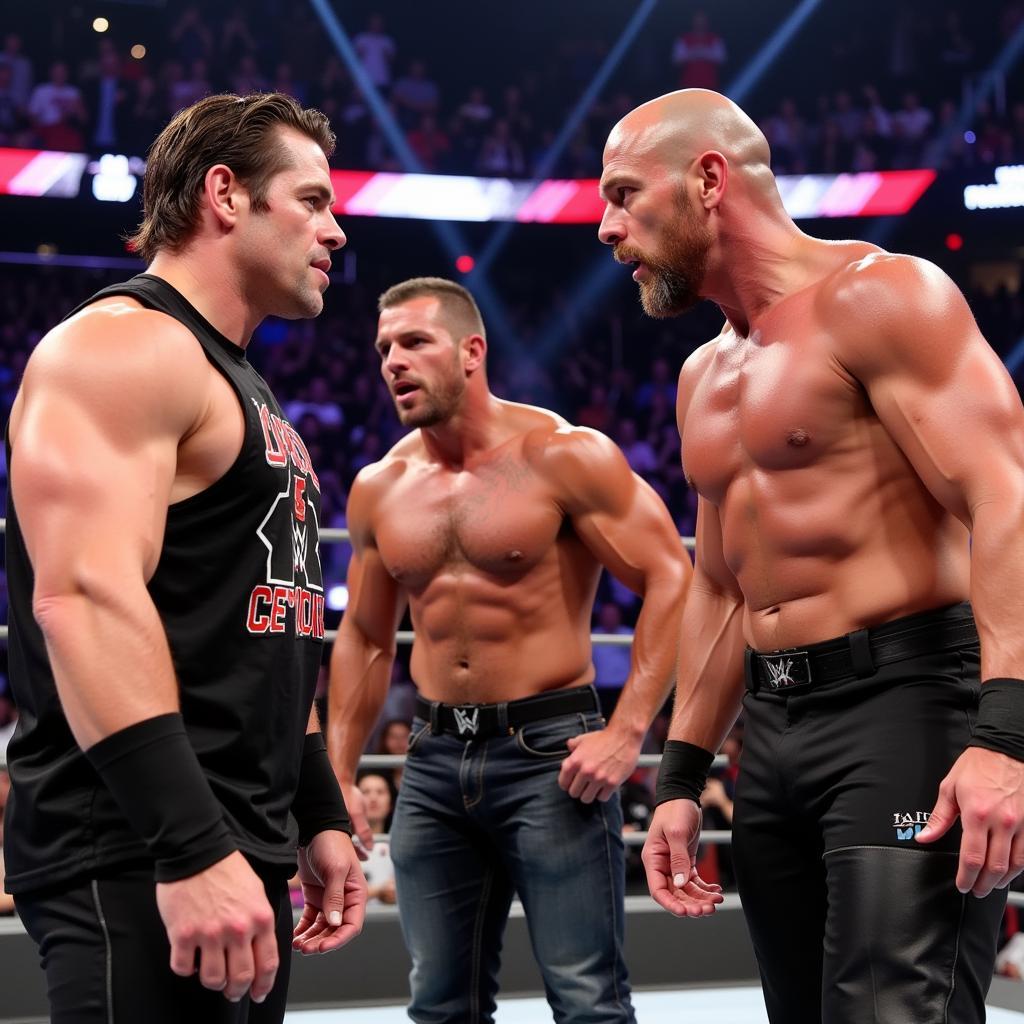 John Cena, Triple H và Shawn Michaels đối đầu căng thẳng trên võ đài