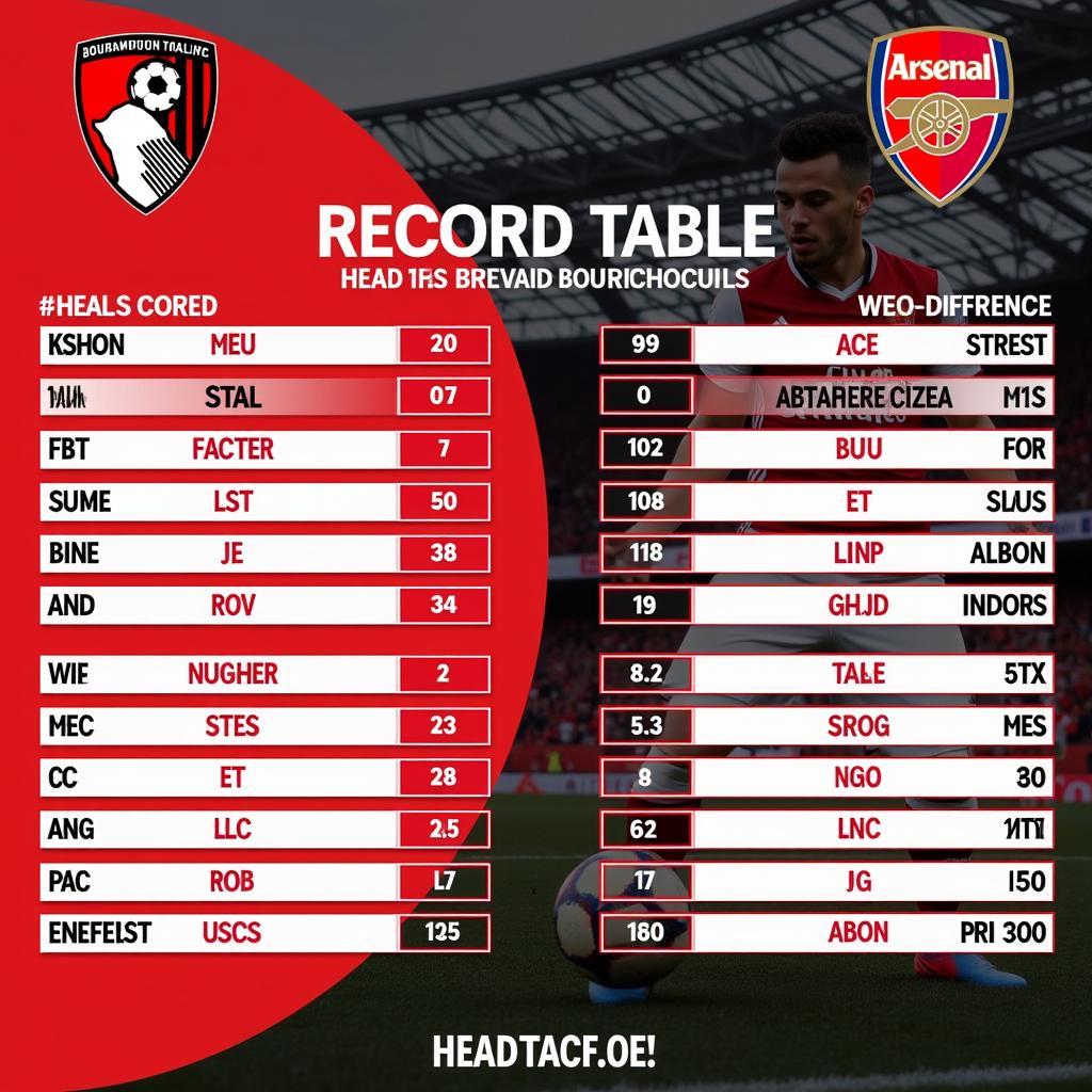 Lịch sử đối đầu giữa Bournemouth và Arsenal