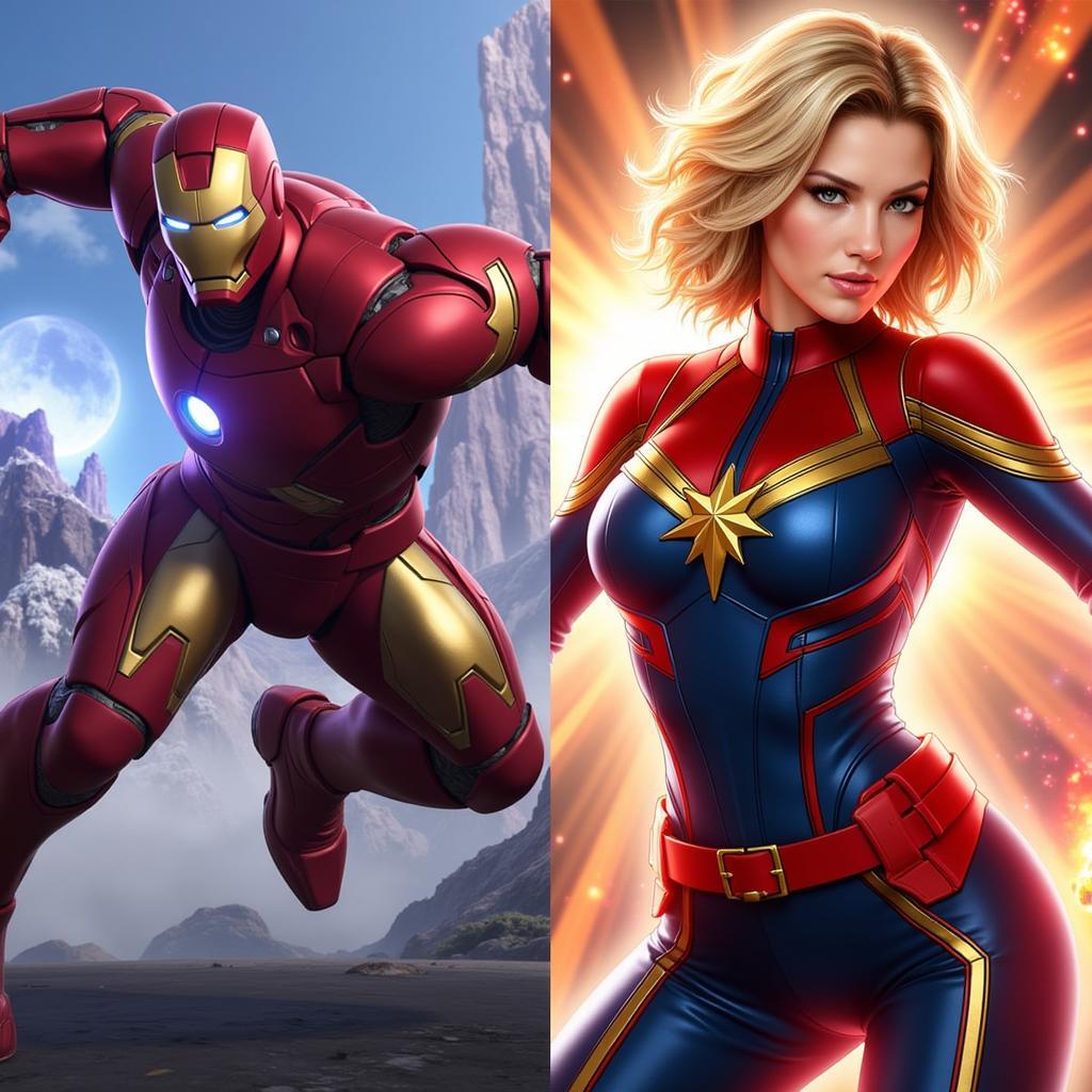 Iron Man và Captain Marvel trong Marvel vs Capcom Infinite