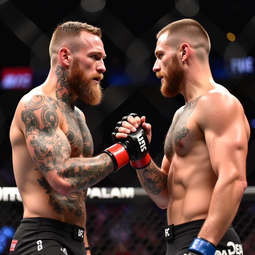 Hình ảnh McGregor và Gaethje sau trận đấu