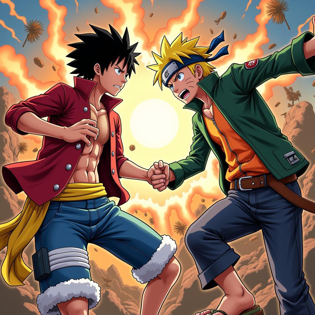 Cuộc đối đầu giữa Luffy và Naruto