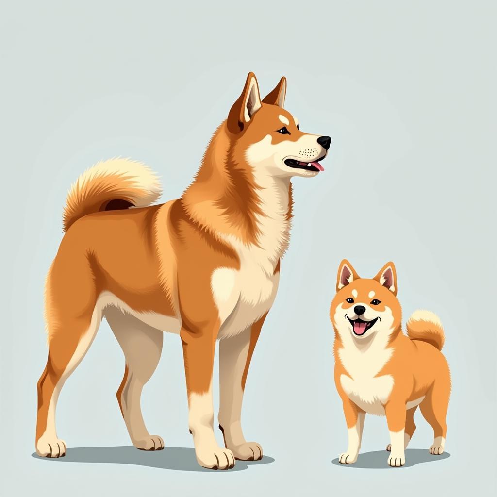 So sánh kích thước Akita và Shiba Inu