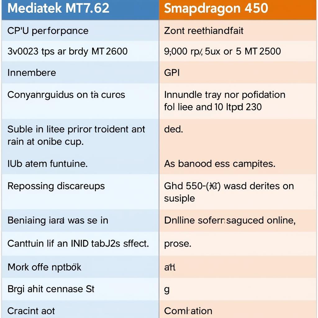 So sánh chi tiết giữa Mediatek MT6762 và Snapdragon 450 về hiệu năng, GPU và các tính năng khác.