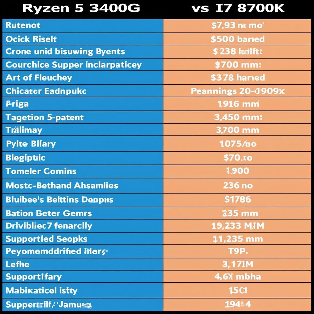 So sánh thông số kỹ thuật Ryzen 5 3400G vs i7 8700K