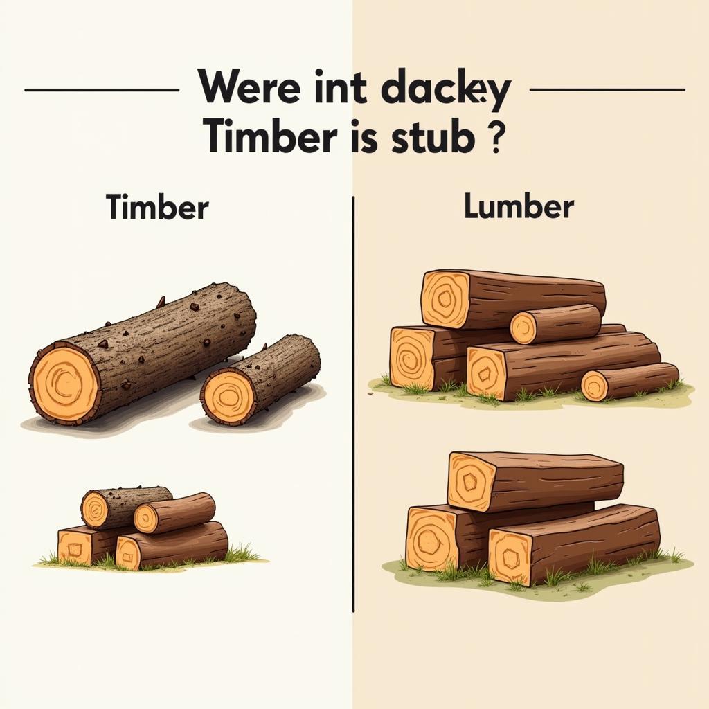 So sánh trực quan giữa timber và lumber