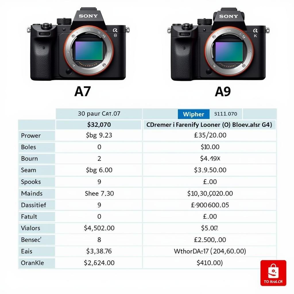 So sánh giá của Sony A7 và A9