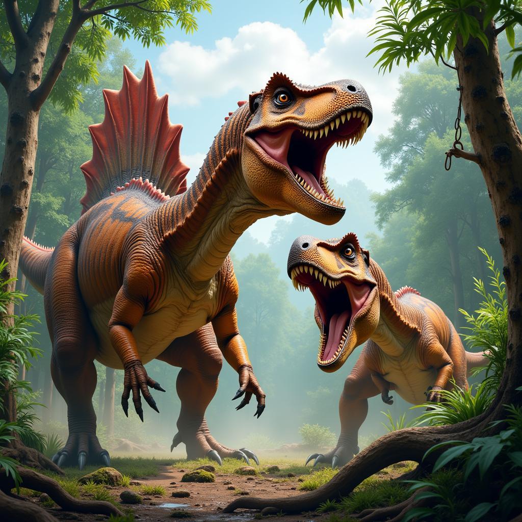 Spinosaurus đối đầu T Rex trong kỷ Jura