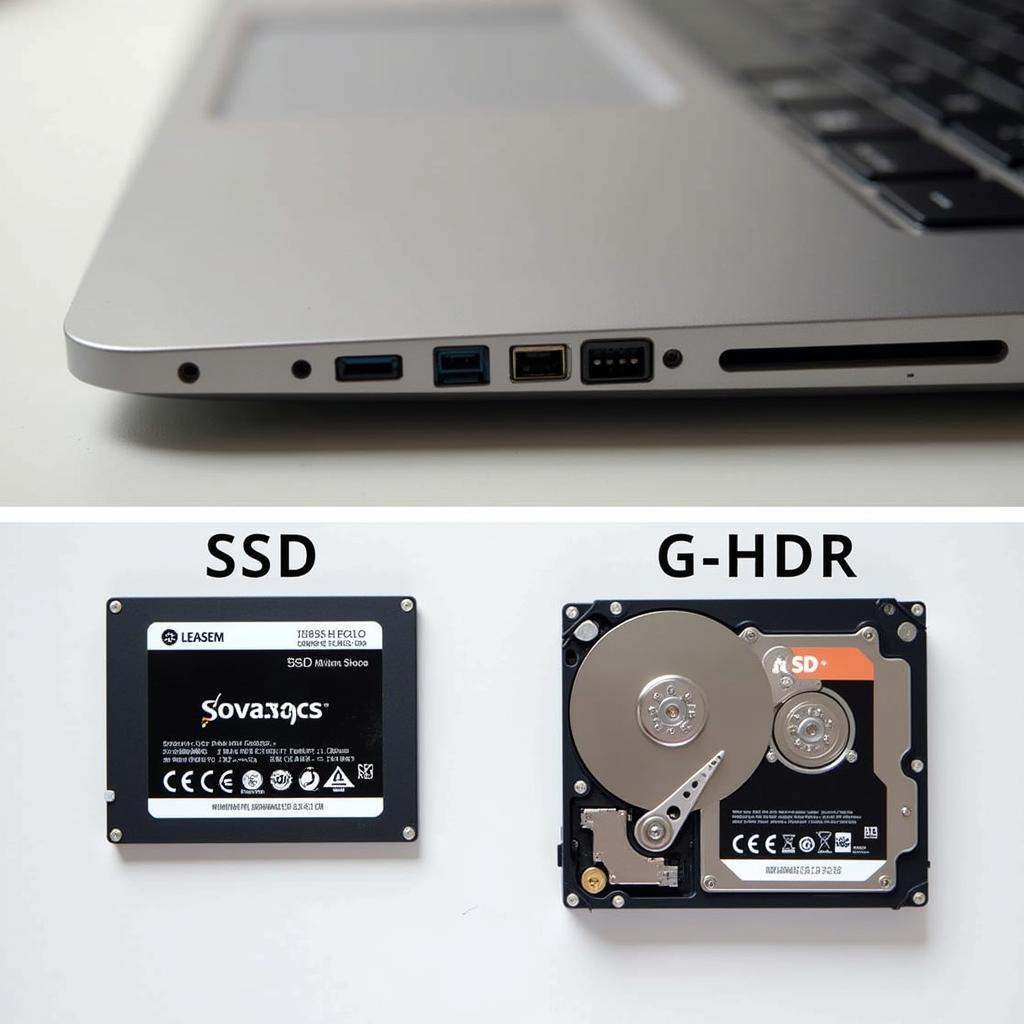 Hình ảnh so sánh SSD và HDD trong laptop