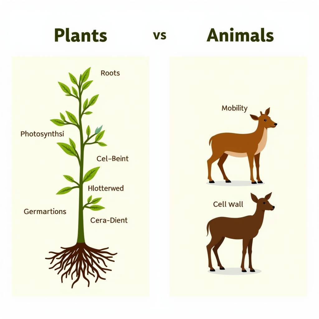 Sự khác biệt cơ bản giữa thực vật và động vật
