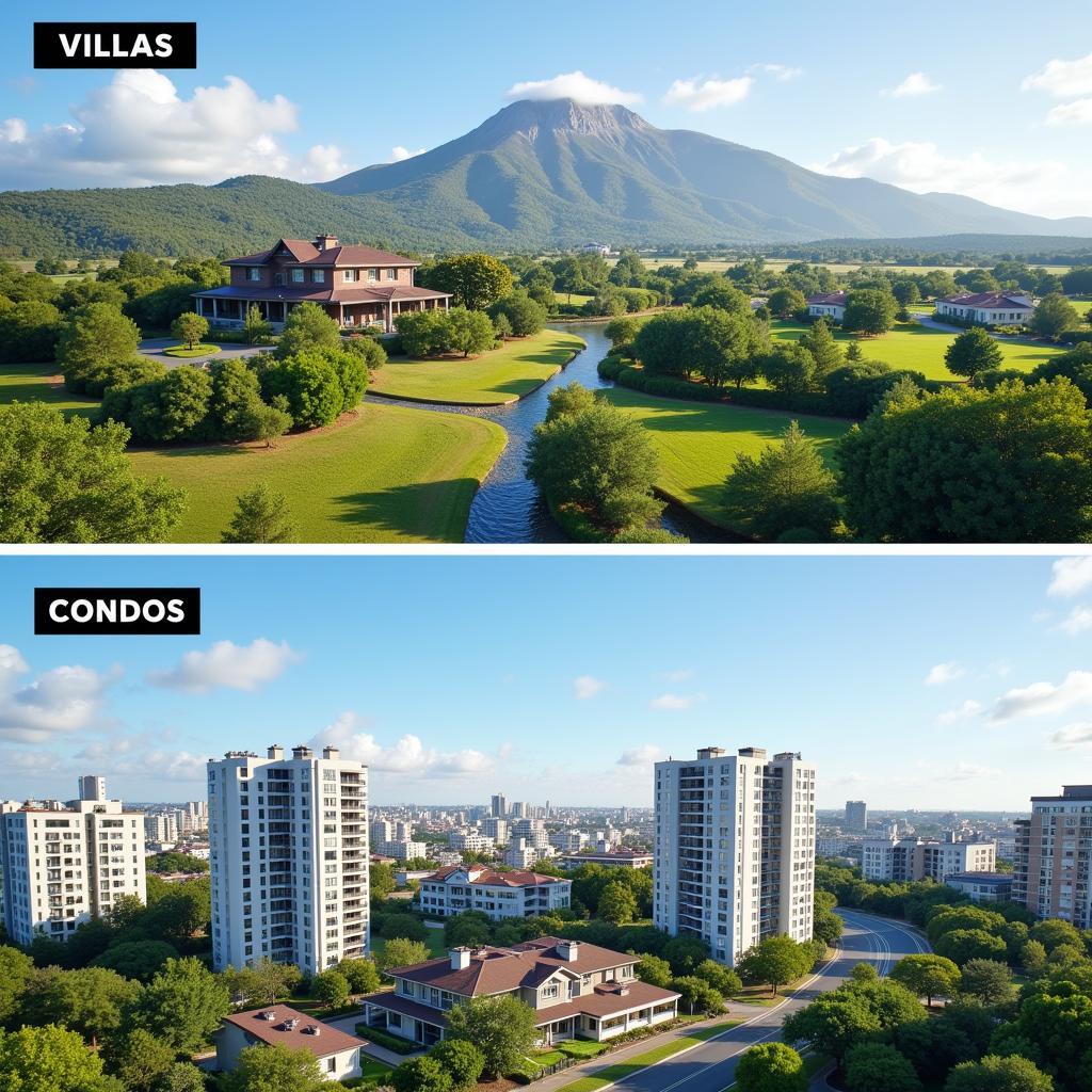 Vị trí villa thường ở ven đô, condo thường ở trung tâm thành phố