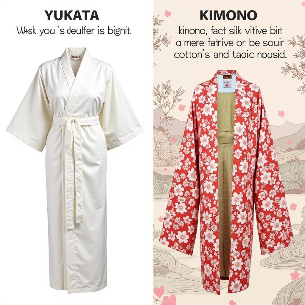 So sánh chất liệu Yukata và Kimono