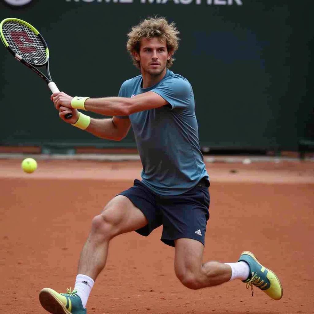 Zverev thực hiện cú giật bóng tại Rome 2018