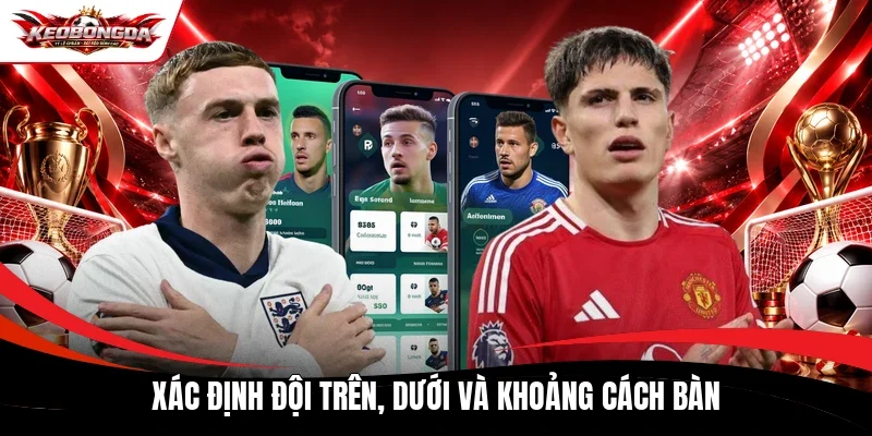 Xác định đội trên, dưới và khoảng cách bàn